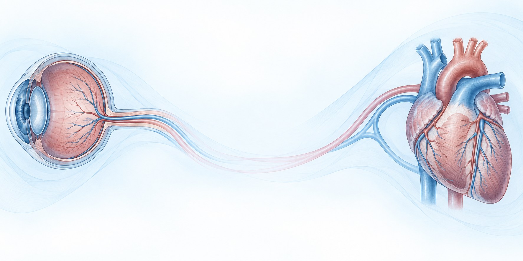 Schematic eye and heart connected through the circulation