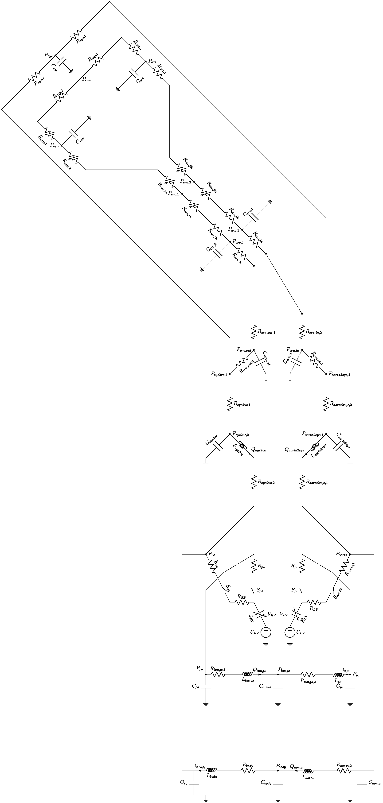 Eye2Heart lumped-parameter cardiovascular and ocular circuit