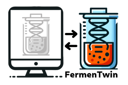 FermenTwin logo showing a digital bioreactor and a physical fermentation vessel